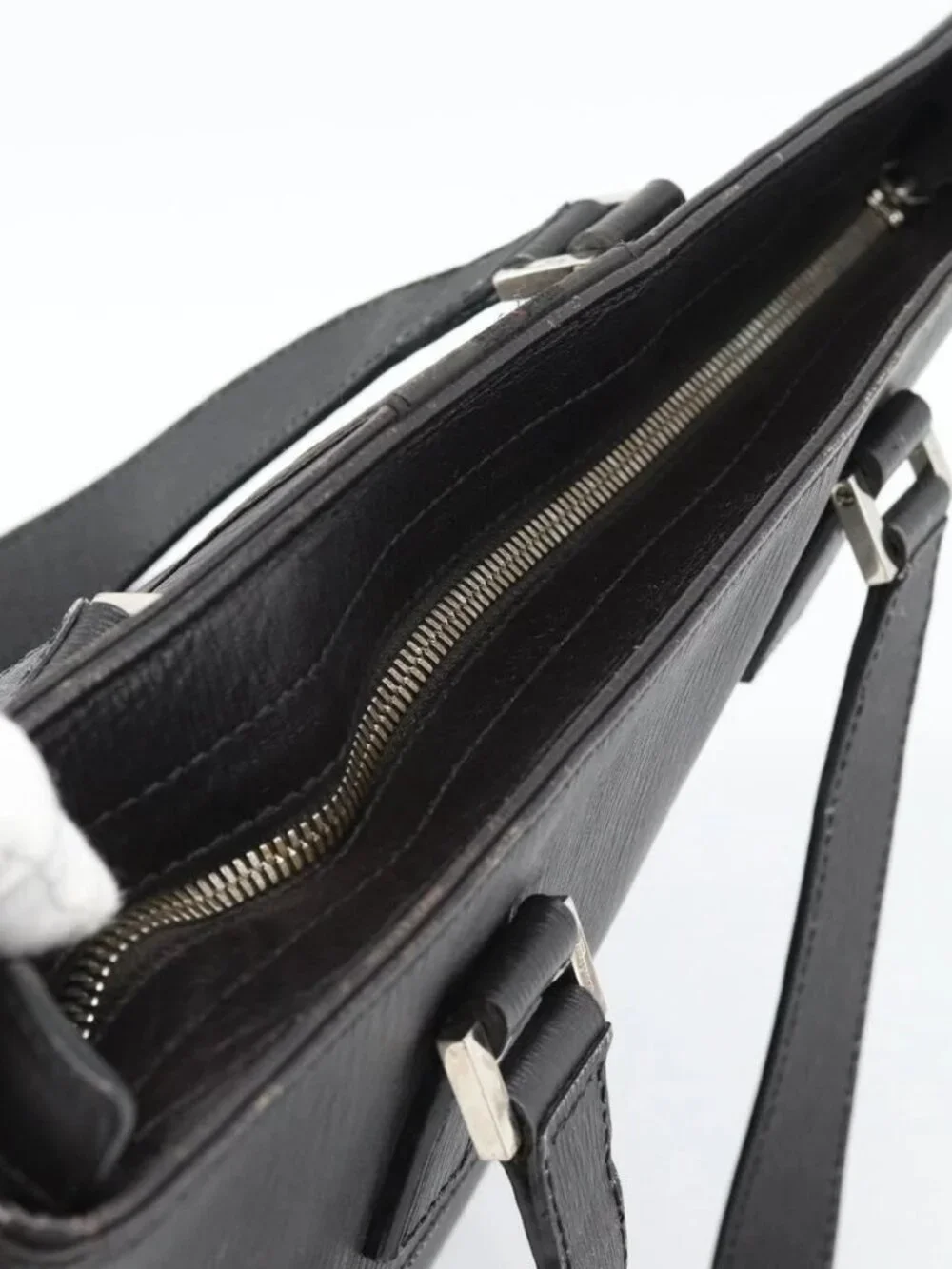 Salvatore Ferragamo Tote Bag Leather Black Silver Auth ka4781